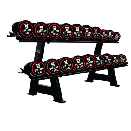 GTLN 5-30kg (pairs) Rubber Dumbbell Set and Rack