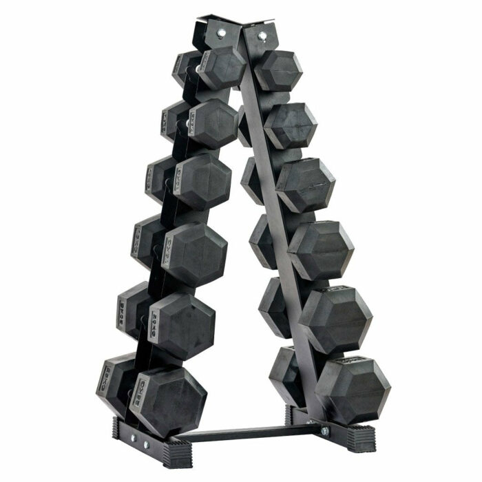 Complete Hex Dumbbells Set With 6 Tier Stand